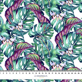 MINI LEAVES AND INSECTS PAT. 5 (TROPICAL NATURE) / white - Viscose jersey