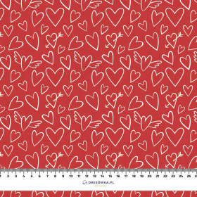 WINGED HEARTS / red (VALENTINE'S MIX) - looped knit fabric