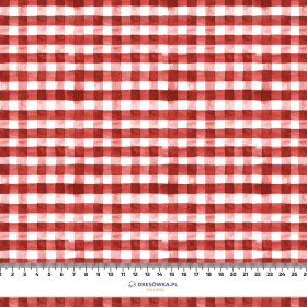 MINI VICHY GRID / red (CHECK AND ROSES) - lycra 300g