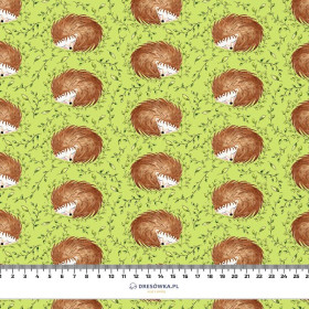 SLEEPING HEDGEHOGS (SLEEPING ANIMALS) / green - Viscose jersey