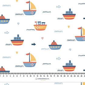 SHIPS pat. 2 / white (ADVENTURE BEGINS) - single jersey with elastane 