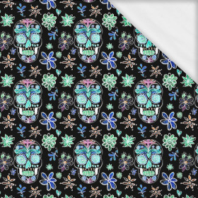 NEON SKULLS pat. 2 (DIA DE LOS MUERTOS) - looped knit fabric with elastane