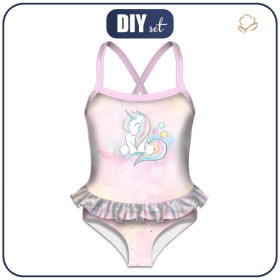 Girl's swimsuit - UNICORNS AND RAINBOW  pat. 2 (WONDERLAND)