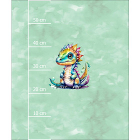 CUTE DINO PAT. 2 -  PANEL (60cm x 50cm) brushed knitwear with elastane ITY