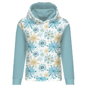 CLASSIC WOMEN’S HOODIE (POLA) - BLUE SNOWFLAKES - looped knit fabric 