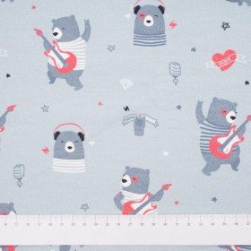 Rock N Roll bear / grey - looped knit 