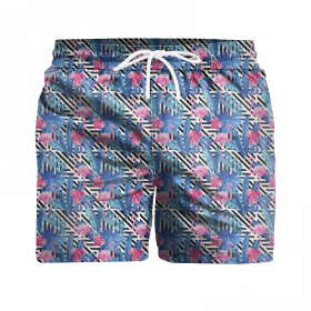Men's swim trunks - TROPICAL FLAMINGOS  - sewing set