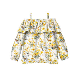 Bardot neckline blouse (VIKI) - FLOWERS (BUTTER YELLOW) - sewing set