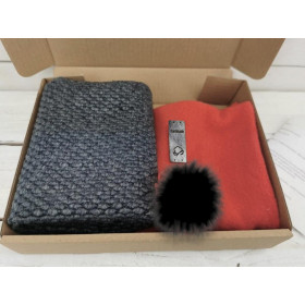 "AVIATOR" HAT - GRAPHITE -  BUCLE / red
