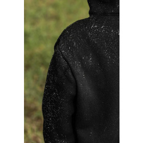 MELANGE LIGHT GRAY / BLACK DOTS - Hydrophobic cotton loop knit fabric 300g