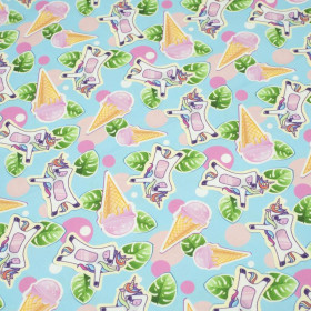 UNICORNS AND ICE CREAM / light blue - quick-drying woven fabric