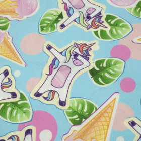 UNICORNS AND ICE CREAM / light blue - quick-drying woven fabric