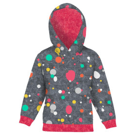 KID'S HOODIE (ALEX) - COLORFUL DOTSIES / ACID WASH GRAPHITE - sewing set