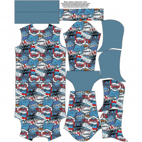 MEN’S HOODIE (COLORADO) - COMICS (blue - red) - sewing set 