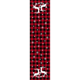 TABLE RUNNER PANEL -VICHY GRID BLACK / red - sewing set