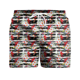 Men's swim trunks - FLOWERS ON THE ZEBRA  - sewing set