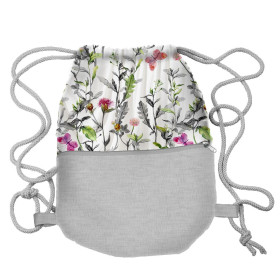 GYM BAG WITH POCKET - MEADOW / butterflies - sewing set