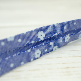 Cotton Bias Binding Tape in flowers 15mm - jeans