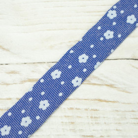 Cotton Bias Binding Tape in flowers 15mm - jeans