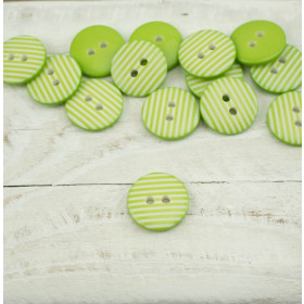 Plastic button with stripes middle - lime