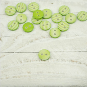 Plastic button with stripes small - lime