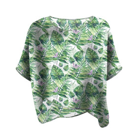 FLIMSY OVERSIZE BLOUSE "ELENA" - LEAVES AND INSECTS PAT. 4 (TROPICAL NATURE) / white - sewing set