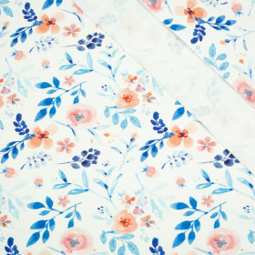 PAINTED PEONIES / white - looped knit 