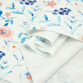 PAINTED PEONIES / white - looped knit 