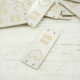 Loop fold label "Hand Made" - Heart 2 x 5 cm - silver
