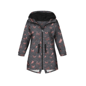 KIDS PARKA (ARIEL) - BUTTERFLIES (GLITTER BUTTERFLIES) / ACID WASH GREY - softshell