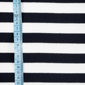 STRIPES / NAVY - Ribbed knit fabric