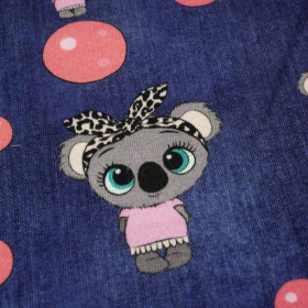 KOALA AND BUBBLES / ACID WASH PAT. 3 DARK BLUE - single jersey 