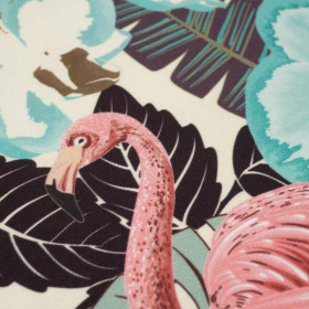 FLAMINGOS AND  MONSTERAS - looped knit fabric