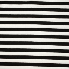 STRIPES WHITE / BLACK 1,0cm x 1,0cm - Viscose jersey