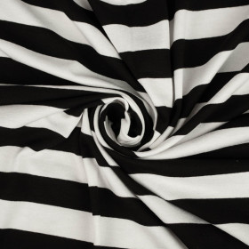 STRIPES WHITE / BLACK 2,0cm x 2,0cm - Viscose jersey