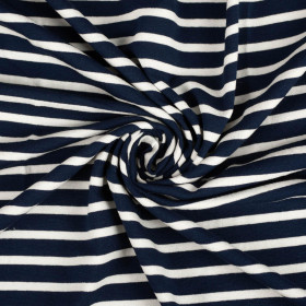 STRIPES DARK BLUE / WHITE 1,0cm x 0,5cm - Viscose jersey