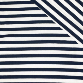 STRIPES DARK BLUE / WHITE 1,0cm x 1,0cm - Viscose jersey