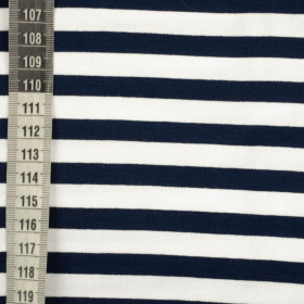 STRIPES DARK BLUE / WHITE 1,0cm x 1,0cm - Viscose jersey