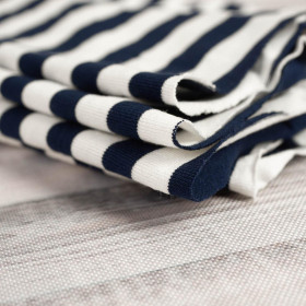 STRIPES DARK BLUE / WHITE 1,0cm x 1,0cm - Viscose jersey