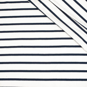 STRIPES DARK BLUE / WHITE 0,5cm x 2,0cm - Viscose jersey