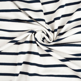 STRIPES DARK BLUE / WHITE 0,5cm x 2,0cm - Viscose jersey