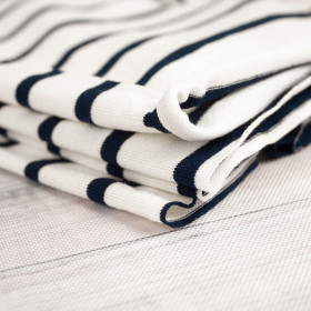 STRIPES DARK BLUE / WHITE 0,5cm x 2,0cm - Viscose jersey