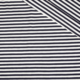 STRIPES DARK BLUE / WHITE 0,5cm x 0,5cm - Viscose jersey