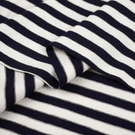 STRIPES DARK BLUE / WHITE 0,5cm x 0,5cm - Viscose jersey