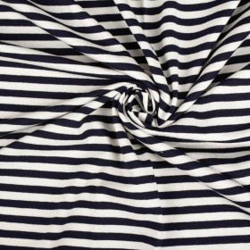 STRIPES DARK BLUE / WHITE 0,5cm x 0,5cm - Viscose jersey