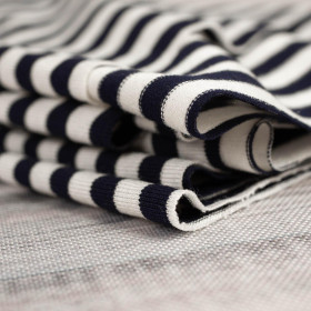 STRIPES DARK BLUE / WHITE 0,5cm x 0,5cm - Viscose jersey