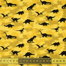 MINI DINO / CAMOUFLAGE YELLOW - POPLIN 100% cotton 