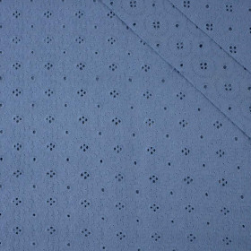 FLOWERS / muted blue - Embroidered cotton fabric