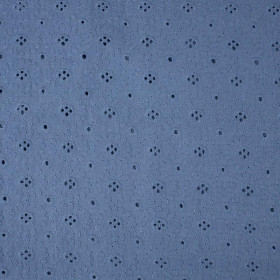 FLOWERS / muted blue - Embroidered cotton fabric