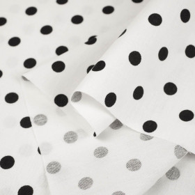 BLACK PEAS / WHITE - Cotton woven fabric